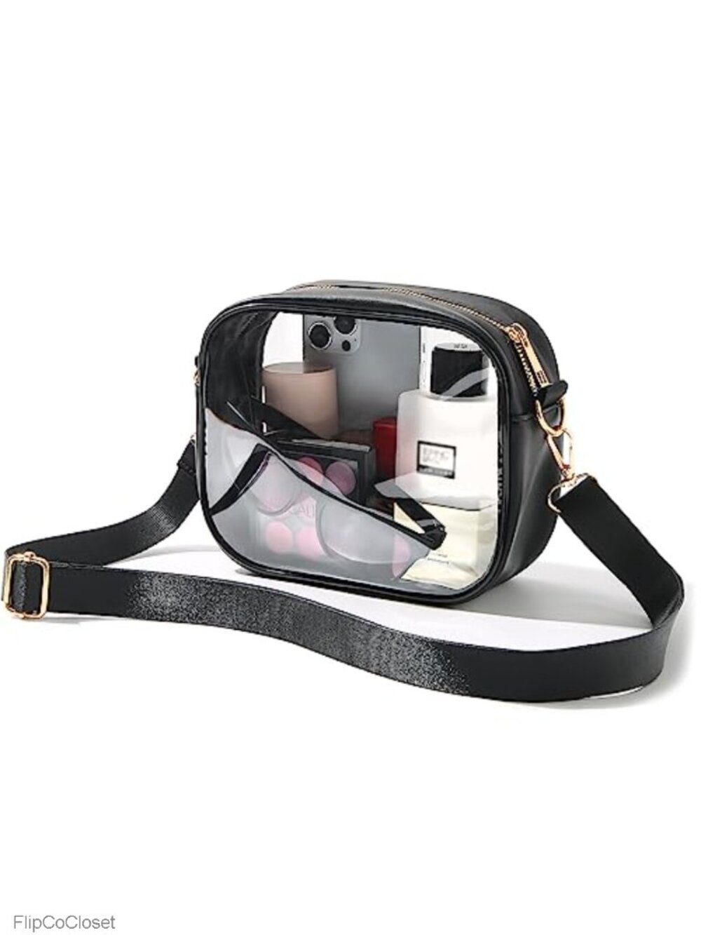 Clear Crossbody Bag Stadium Approved PVC PU Leather Adjustable Strap